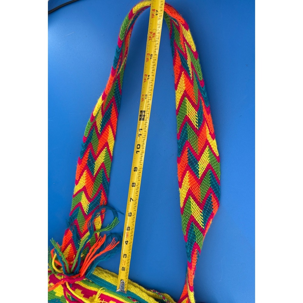 Authentic Wayuu Colombian Womens Handmade Large Colorful Mochila Bojo Tote Bag - Picture 10 of 11